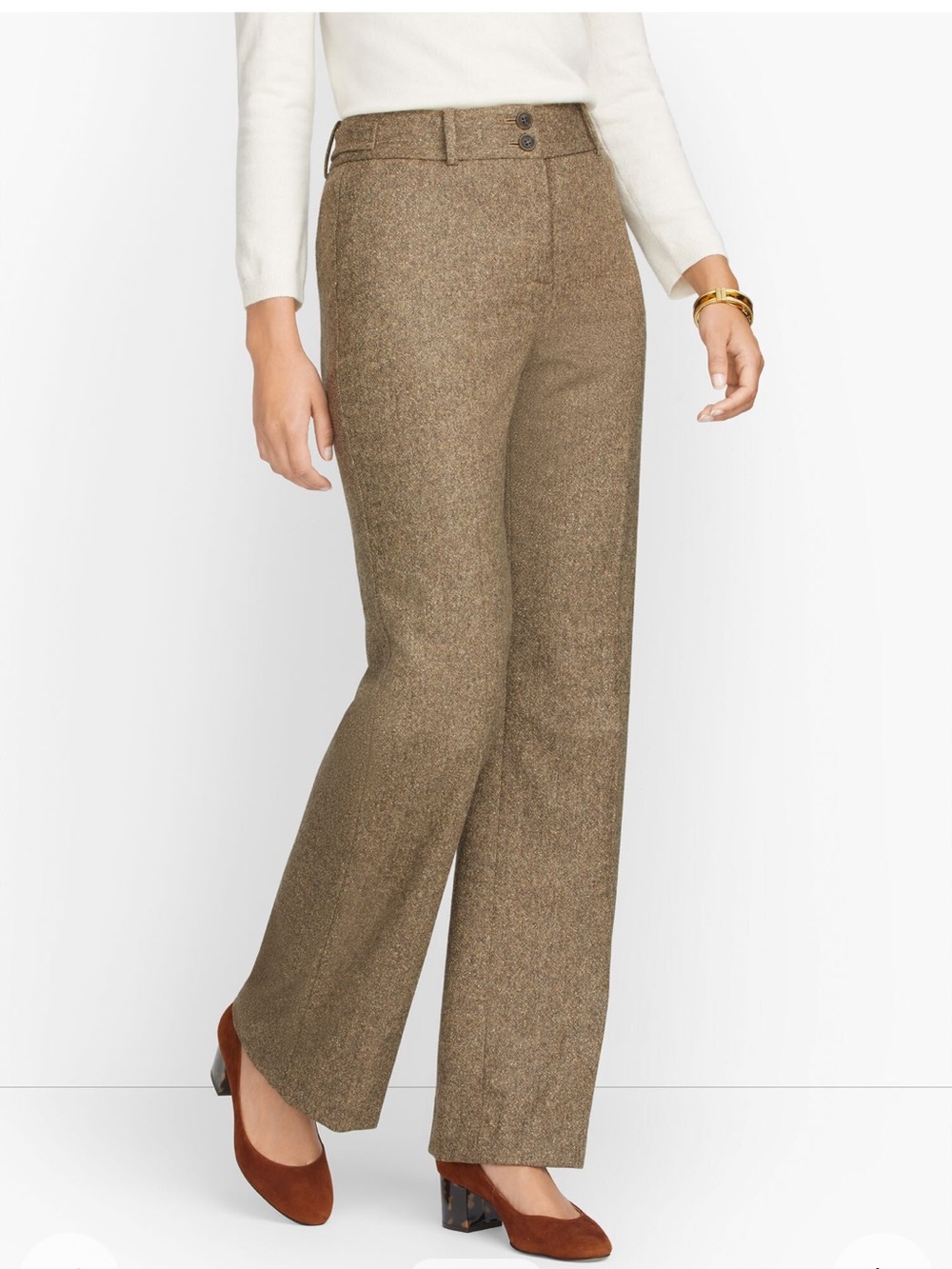 NWT Talbots High Waist Flare Pants Curvy Fit in Donegal sz 6 Wool Silk Blend